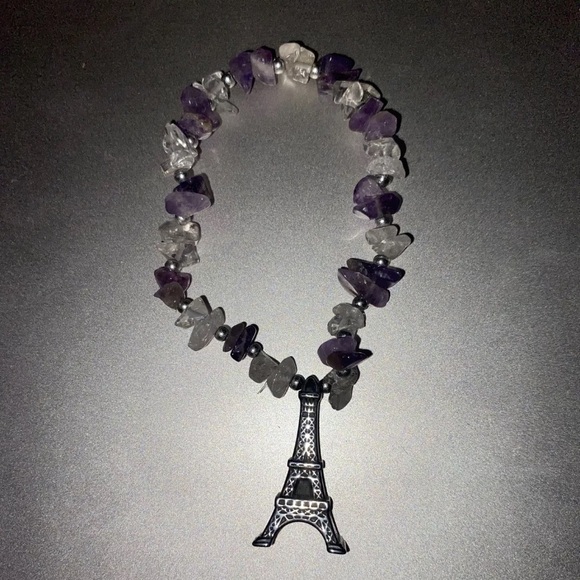 Jewelry Purple Gemstone Paris Bracelet With Eiffel Tower Charm Poshmark